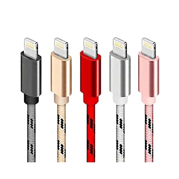 5-pack 2m flätade Lightning-kablar - snabbladdning och datasynkroniseringskabel för iPhone 11 13 14 hållbar USB-laddare