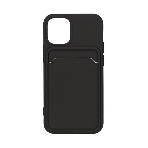 iPhone 12 Mini Silikone Cover med Kortholder - Sort Sort