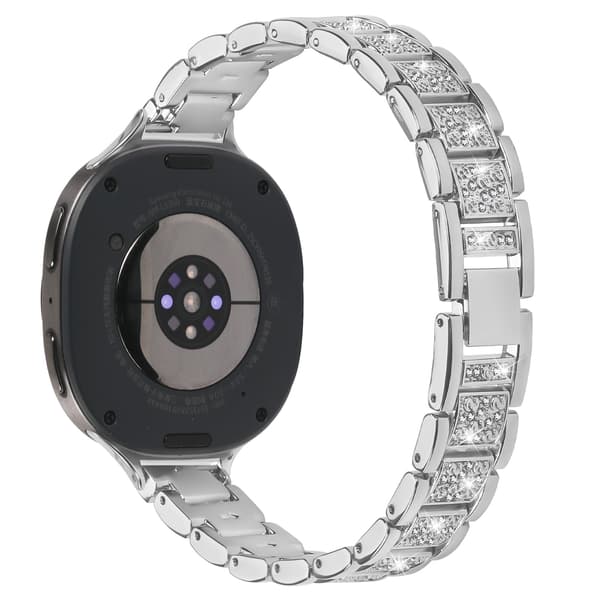 Elegant diamant rustfrit stål urrem kompatibel med Samsung Watch 8 (mindre version) Sølv Sølv