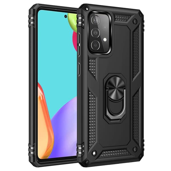 Samsung Galaxy A52 / A52s - Hybrid Armor Ring Cover - Sort Sort Sort