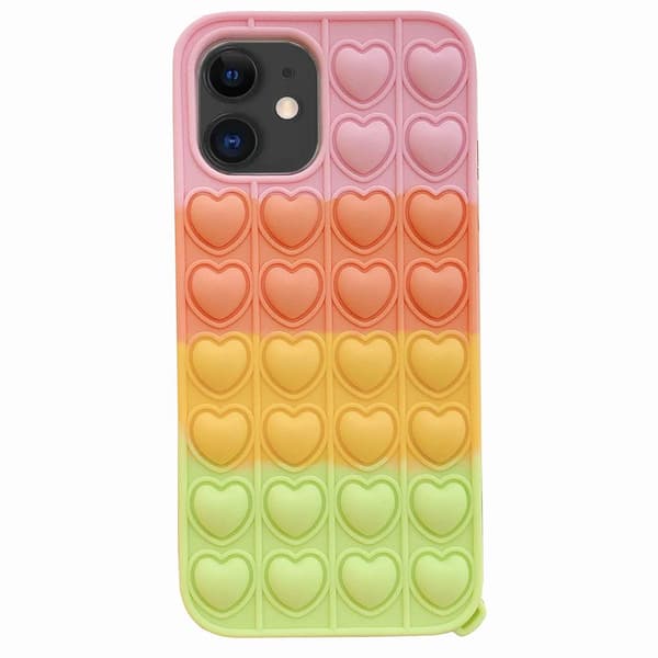 Fidget Pop It Simple Dimple Silikone Cover - iPhone 12 Grøn-Gul-Blå-Pink