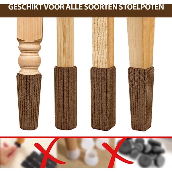 Stolebensbeskyttere, sæt med 24 sorte elastiske filtsokker til møbler