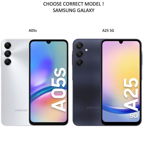 Sort SIM-kortplads telefoncover til Samsung A05s/A25 - Mulighed: Sort Samsung Galaxy A25