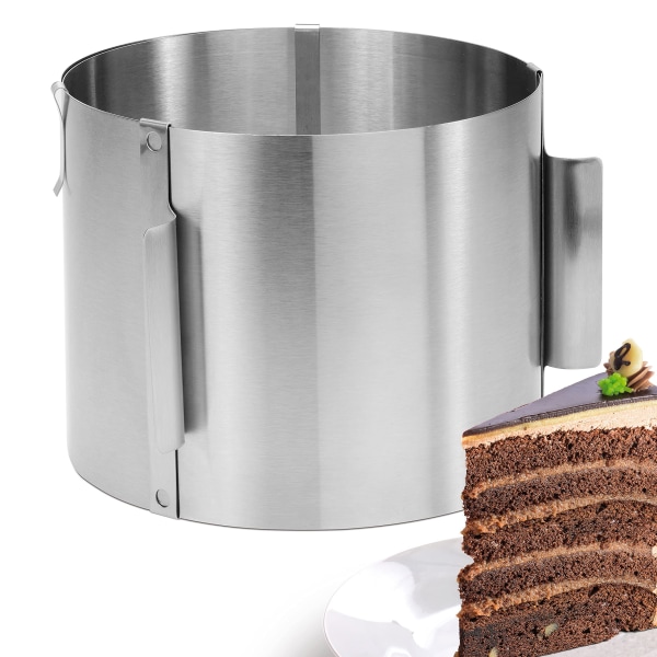 Tortenring verstellbar hoch 15cm - Edelstahl Backring verstellbar – Backform hoch für die einfache Zubereitung von Creme-, Schicht- und Motivtorten