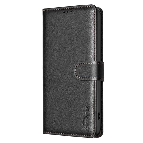 iPhone 17 Pro Cover Lædercover med Litchi Tekstur og RFID Tyverisikring Sort