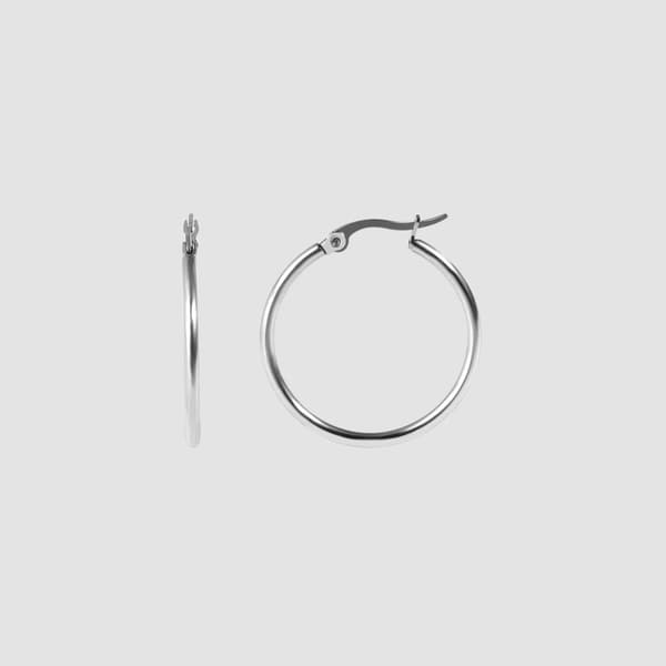 Klassiska runda creoler i rostfritt stål - 2,4 cm silver
