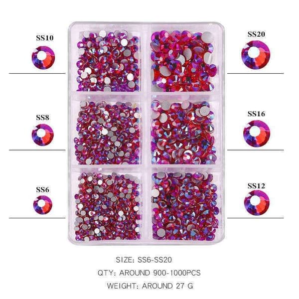 6st Rhinestone i olika storlekar - Zirkon - Nageldekor Silverglas