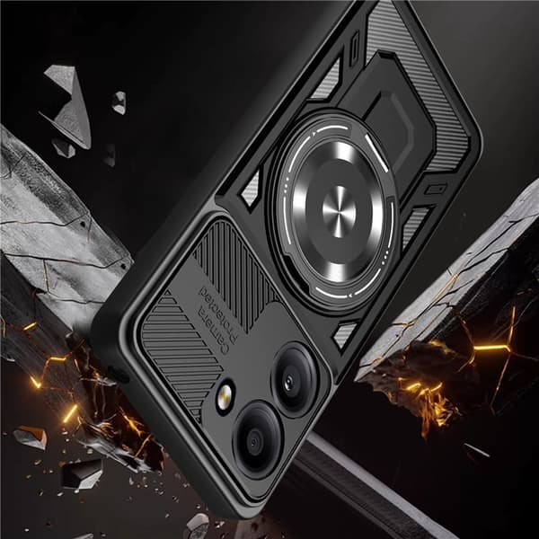 Xiaomi Redmi A5 4G Armor Hybrid Magnetisk Ring Cover - Sort Sort