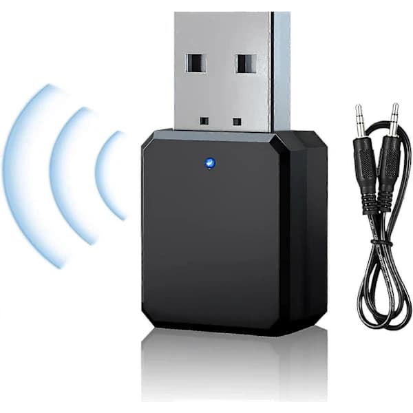 USB Bluetooth-adapter, Bluetooth 5.1-adapter i bil AUX/USB doble utganger, med 3,5 mm digital lydkabel, Bluetooth-dongle Bluet