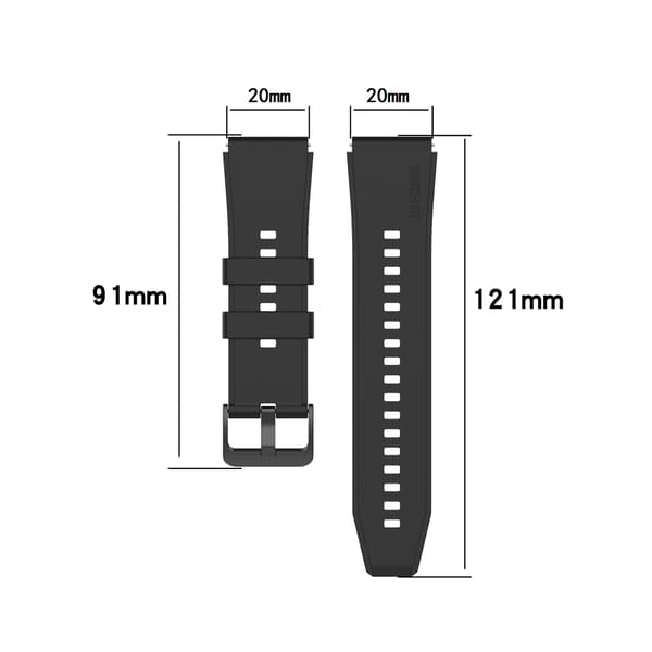 20 mm sort urrem til Garmin/Huawei/Samsung Galaxy Watch