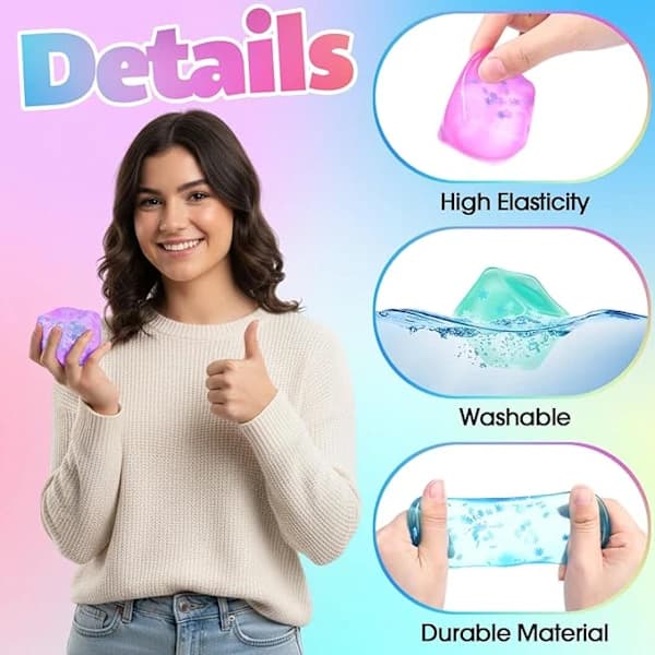 4 stykker Squishy Sensor Fit Legetøj Klemme Terning, Gelfyldt Elastisk Klemmebold, Blød Is Slik Bold (Tilfældig Farve)