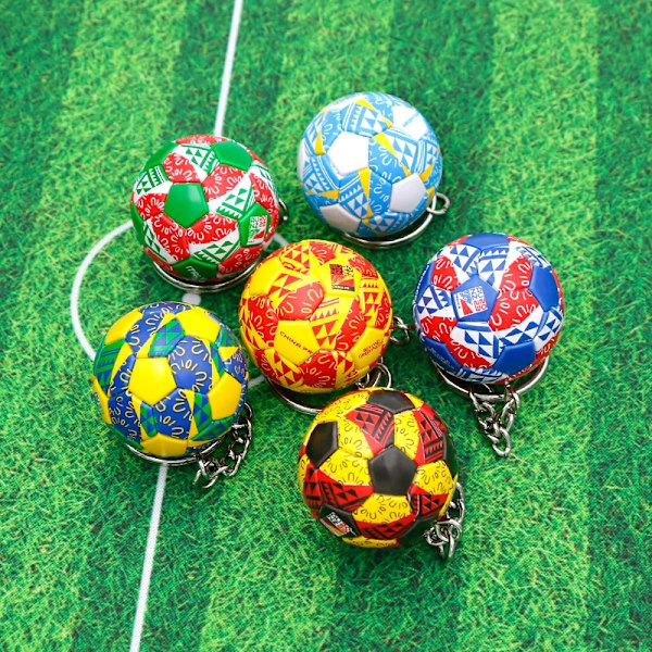 fotbollsnyckelring, matchbollssouvenir, blå + vit