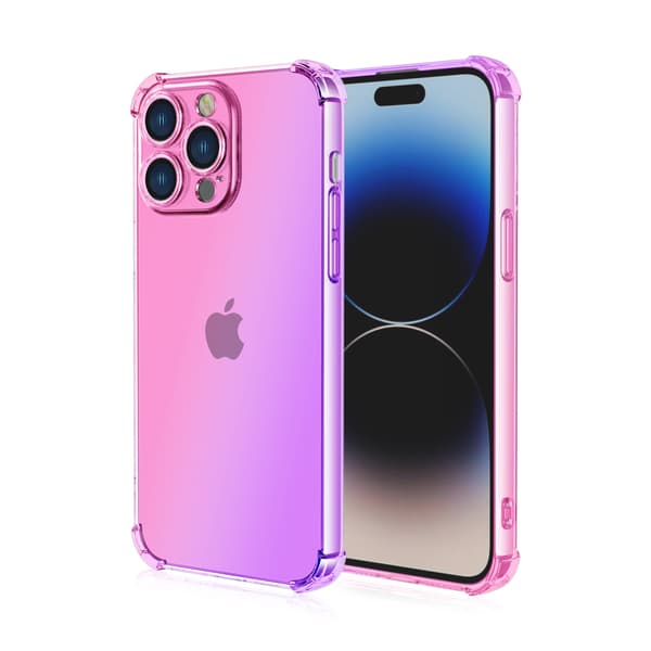 iPhone 15 Pro - Smart beskyttende silikondeksel Rosa/Blå