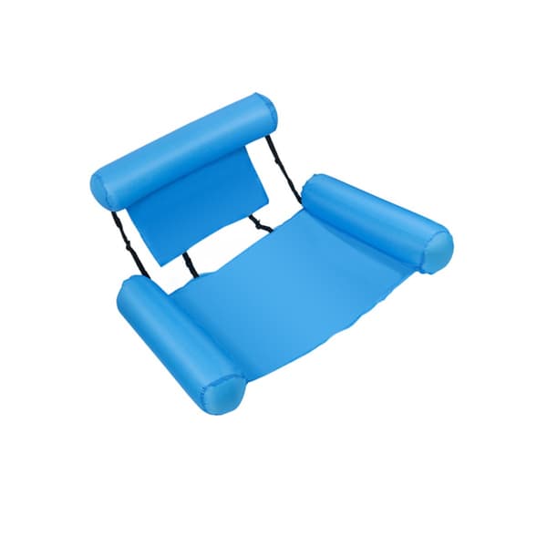 Oppustelig poolflyder 2-delt sæt - Kraftig PVC voksen poolstol med net hængekøje, tre-rørs stribet foldbart design,