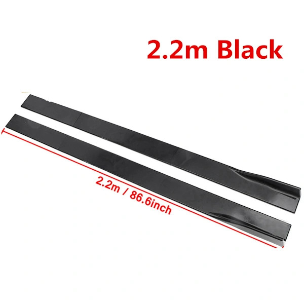 Universelle 2,2 m bilsideskørter, blank sort, lavet af polypropylenmateriale, 2,2 m sort