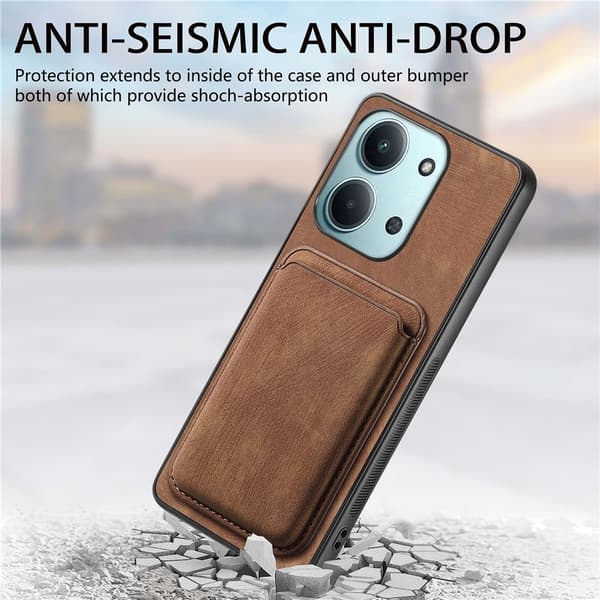 Xiaomi Redmi 15C (173mm) PU læder magnetisk kortholder etui - Sort Sort