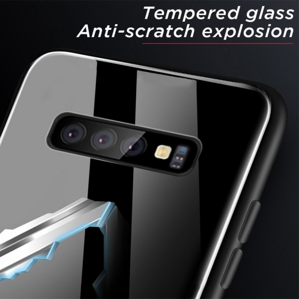 Kompatibel serie med Samsung Galaxy S10 Plus, 9H härdat glas Hybrid cover efterliknar glasbaksidan på S10 Plus reptålig + mjuk