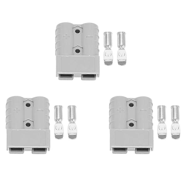 3X for Anderson Style Plug Connectors 50A 600V 6-12AWG AC/DC Power Tools for 6AWG Plated Solid Terminals Plugs Gray
