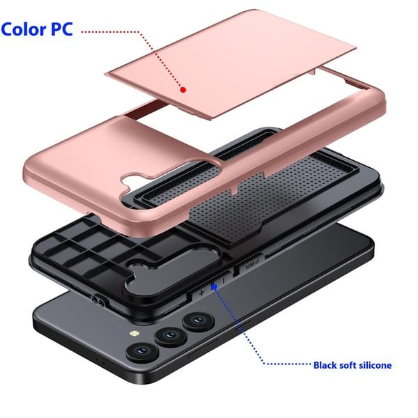 Samsung S25 FE Armor -korttipidikekotelo - ruusukulta