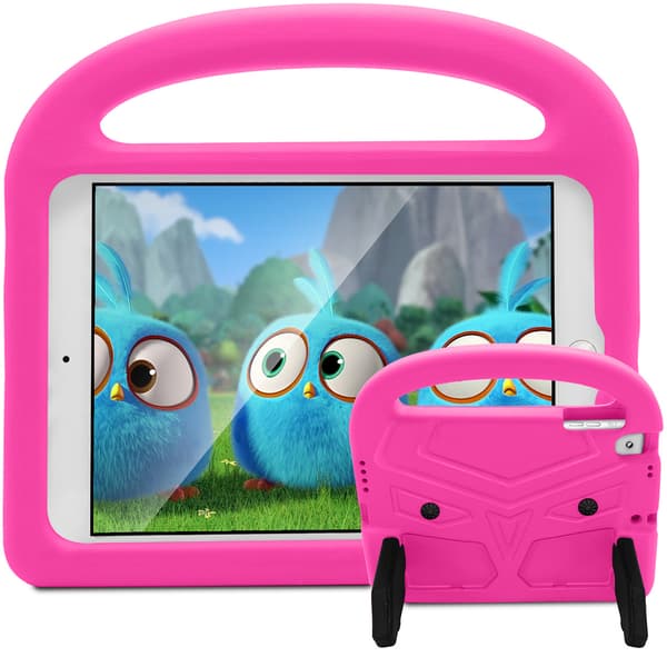 Vaaleanpunainen iPad Air 2 -suojakotelo jalustalla lapsille