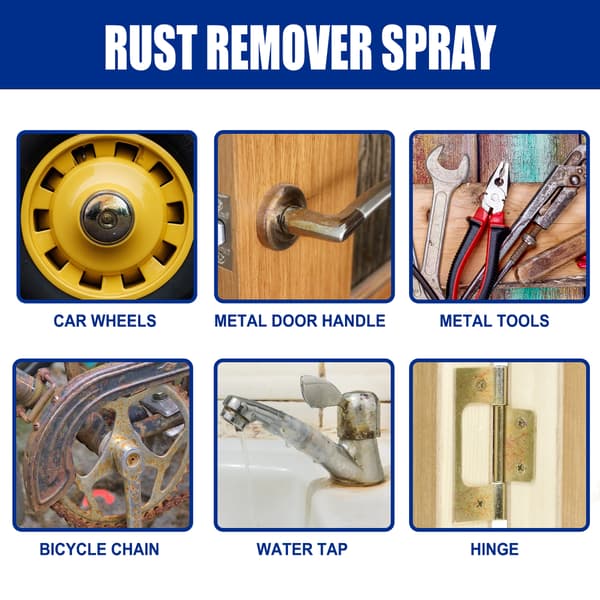Øjeblikkelig rustfjerner spray til renovering af bilhjul, rustfjernelse, malingspolering, rengøring og pletfjerning.
