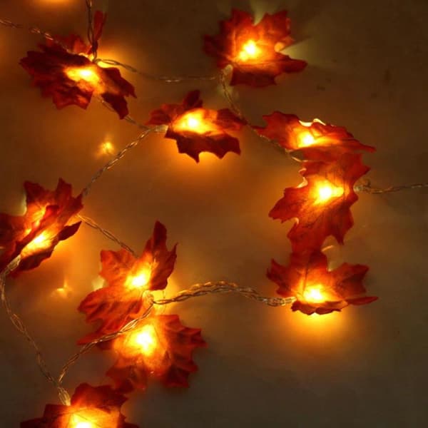 Lyskæde efterårsblade / LED-kæde - Batteridrevet Orange