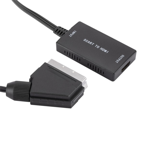 Scart till HDMI-omvandlare, Scart till HDMI-adapter Video Audio Converter HD 1080P med HDMI-kabel, för HDTV STB VHS Xbox PS3 Sky DVD Blu-ray etc.