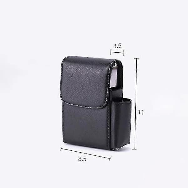 (sort) Cigarettetui med PU-læder, Flip Lighter-etui, visitkortetui sort
