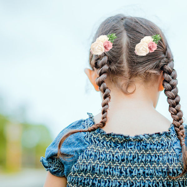 Blomma hårklämma för flickor, 6 st blommiga hårtillbehör för baby Presenter för tonårsflicka, olika stilar