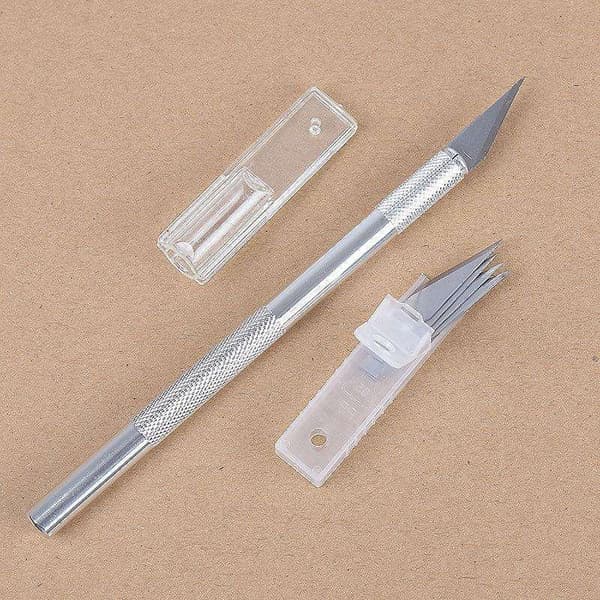 Brytbladskniv/skalpellkniv - 5 blad - Set - DIY silver