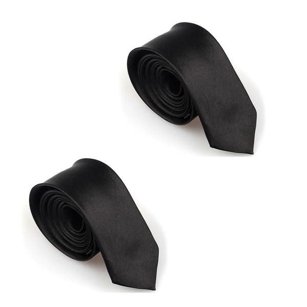 2-pak Slim / smalt moderne slips - sort Sort