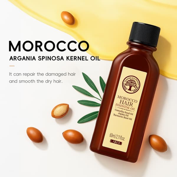 Lecco Marockansk Hårolja 60ml - Leave-in Balsam för Torrt, Frissigt Hår