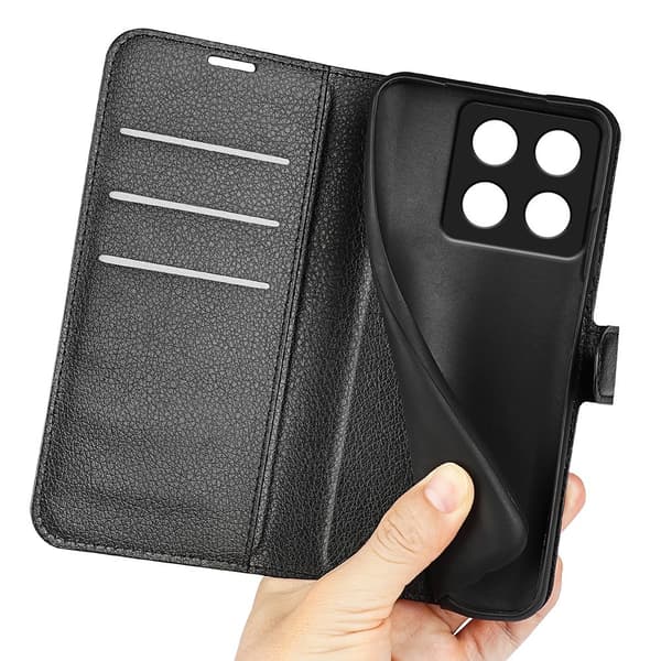 Xiaomi 14T Pro Cover Litchi Læder Sort