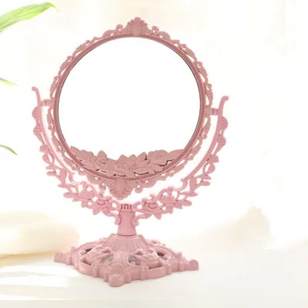 Roterande kvinnor sminkspegel Vintage blommig oval rund handhållsspegel prinsessa Elegant sminkskönhet