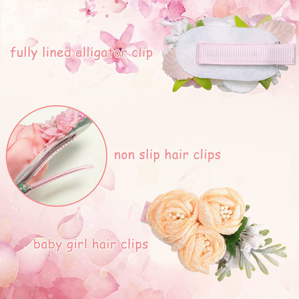 Blomma hårklämma för flickor, 6 st blommiga hårtillbehör för baby Presenter för tonårsflicka, olika stilar