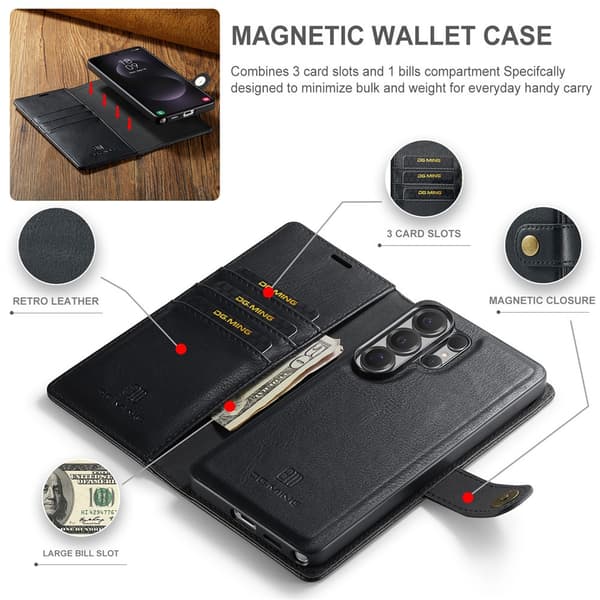 DG MING 2-i-1 Magnet Pung Etui til Samsung Galaxy S26 Ultra - Sort Sort