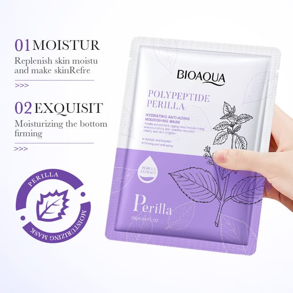 Peptidi-perilla kosteuttava ja ryppyjä ehkäisevä kasvonaamio