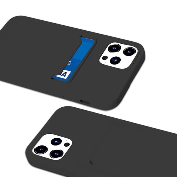 iPhone 12/12 Pro Silikonecover med kortholder - Sort Sort