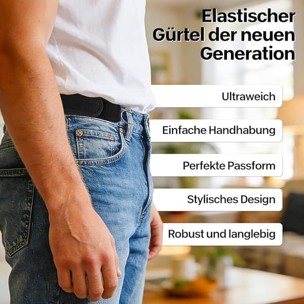 4-pak usynlige elastiske bælter med metalkroge, spændeløst design, unisex elastiske bælter, velegnet til...