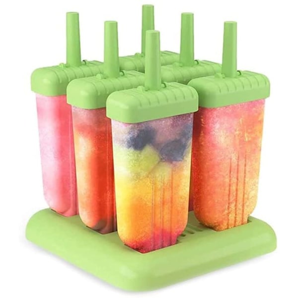 Meerveil Stieleisformen Eisformen, 6 Popsicle Formen Se, Quadratische Eisformen aus 100% Lebensmittelsilikagel, DIY Selbstgemachtes Eis für Kinder,
