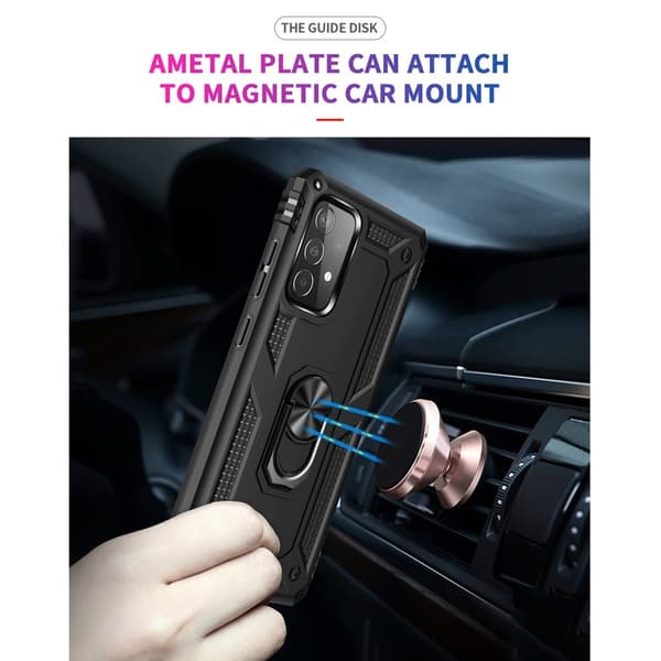 Samsung Galaxy A52 / A52s - Hybrid Armor Ring Cover - Musta Musta Musta