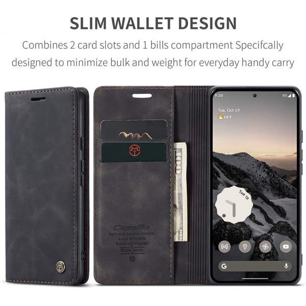 CaseMe Slim Plånboksfodral Google Pixel 10 Pro Svart