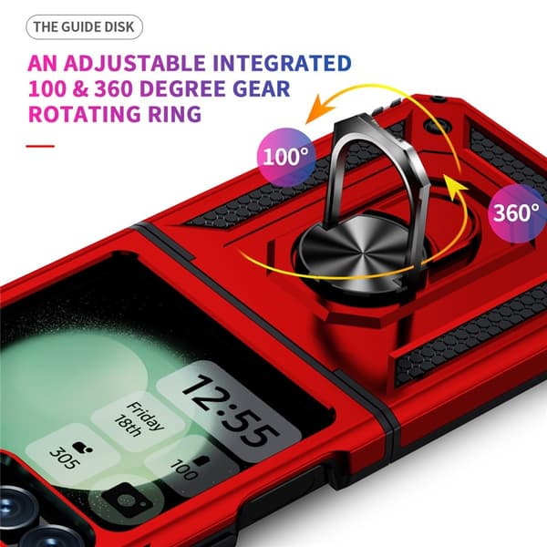 Samsung Z Flip7 FE Armor Metal Ring-deksel - Rød Rød