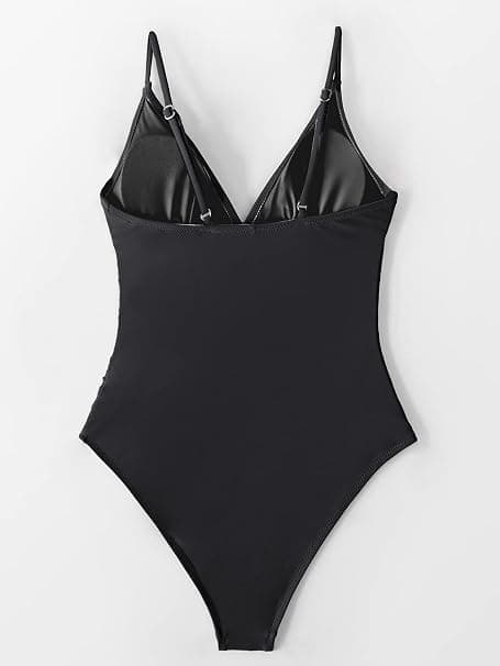 Badedragt Kvinder Mavekontrol Push Up Badedragt Halter V-hals Polstret Badedragt i ét stykke sort XL