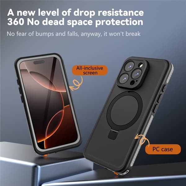 REDPEPPER iPhone 16 Pro Max-deksel MagSafe Støtteben Vanntett IP68