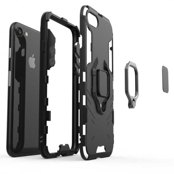 iPhone 8 Stødsikkert Cover med Ringholder ThinArmor Sort