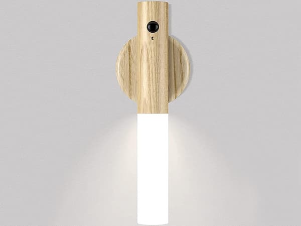 LED varmt lys vegglampe med sensor, magnetisk veggmontering, lys brun.