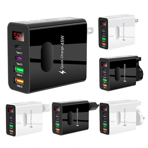 Mobiltelefonlader multilader hvit EU-plugg EU-plugg-WELLNGS Hvit EU-plugg-EU-plugg