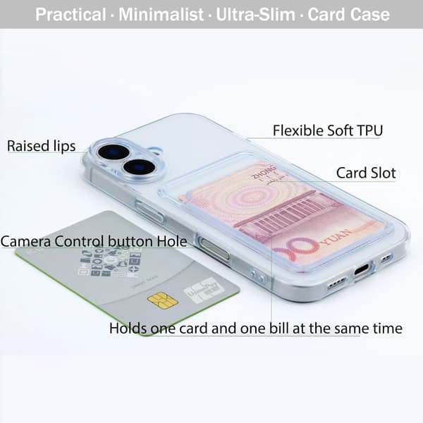 1SWEDEN iPhone 16 Mobilskal - Transparent TPU Mobilskal med SIM-kortplats