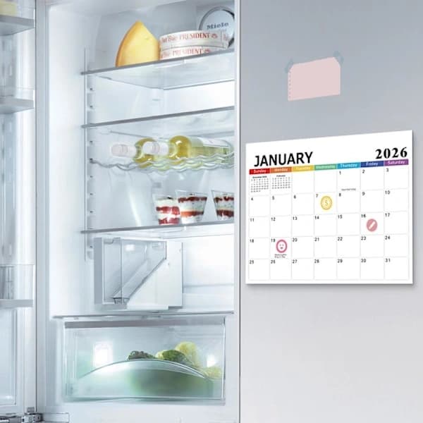 18-månaders kylskåpskalender 2026-2027 | Magnetisk planeringskalender B